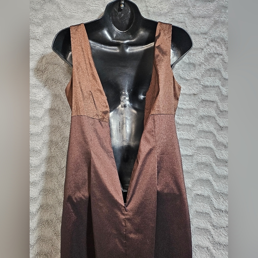 David Meister Brown Copper Bronze Cocktail Dress Beaded 6 - Picture 6 of 16